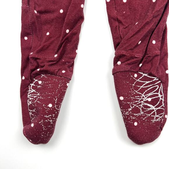 Peregrine Bamboo Maroon Polka Dot Footie Pajamas - Picture 9 of 10